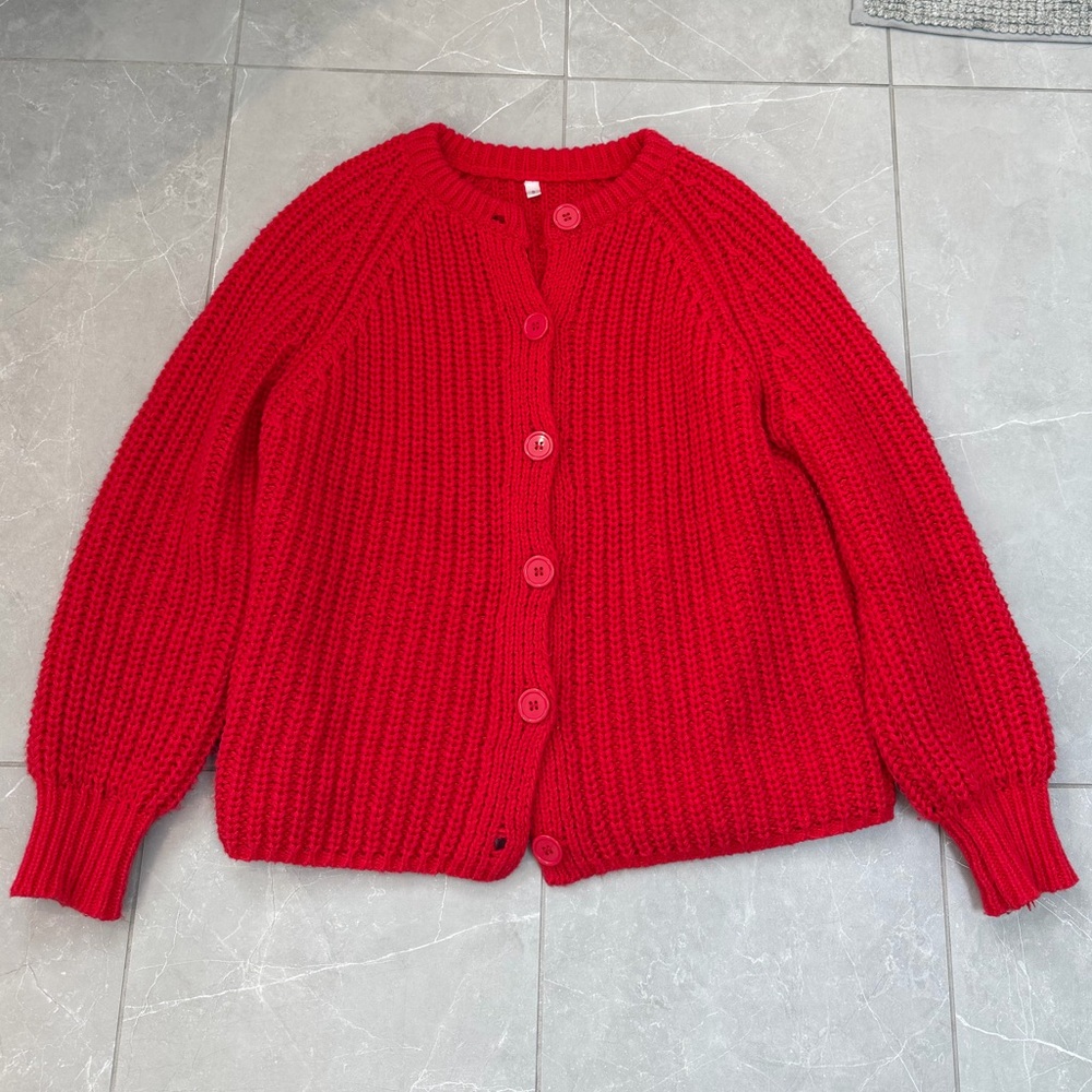 Red Women's Cardigan Sweater